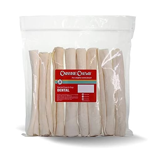 10-11" Extra Thick Long Lasting Rawhide Retriever Roll for Large Aggressive Chewing Dogs Extra Dental Care Dental Coated for Fresh Breath (8 Pack)
