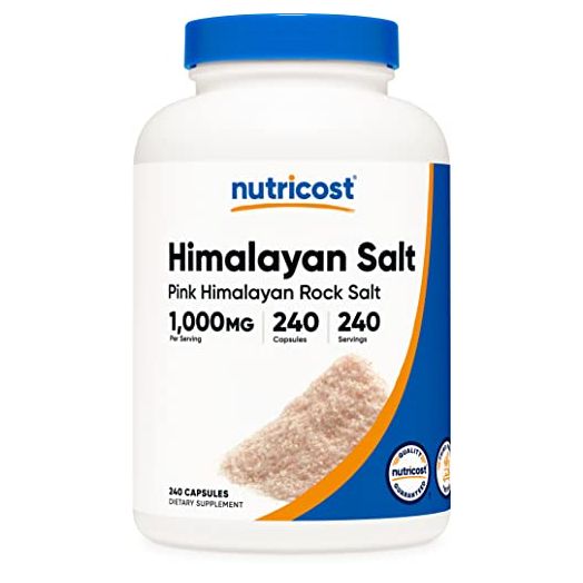 Nutricost Pink Himalayan Salt Capsules 1000mg, 390mg Sodium, 240 Capsules - Non-GMO, Gluten Free