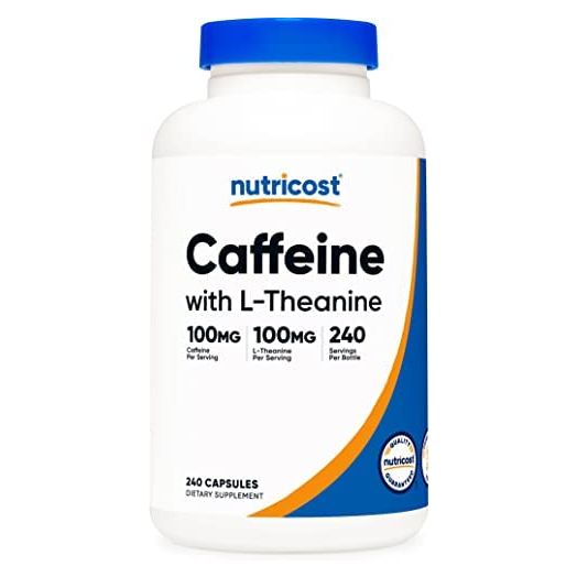 Nutricost Caffeine with L-Theanine, 100mg of Each, 240 Capsules, 240 Servings - Non-GMO and Gluten Free