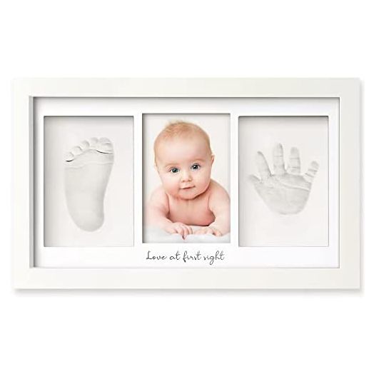 Baby Hand and Footprint Kit - Baby Prints Duo Photo Frame for Newborn - Baby Nursery Memory Art Kit Frames - Baby Shower Picture Frames for Baby Registry Boys, Girls (Alpine White)