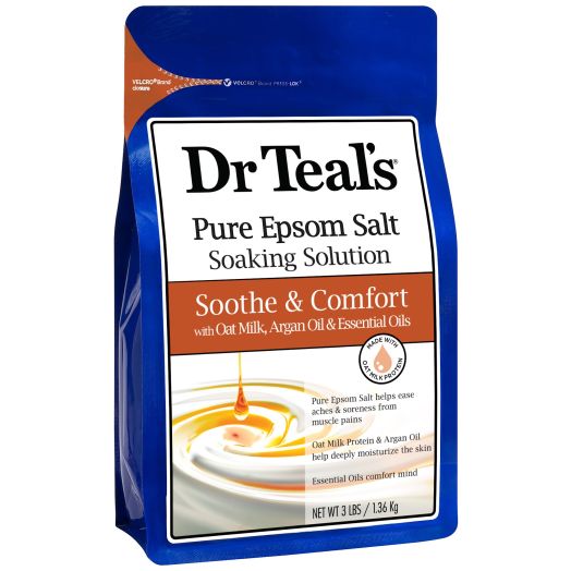 Dr Teal's Pure Epsom Salt Soak, Soothe & Comfort with Oat Milk & Argan Oil, 3 lbs