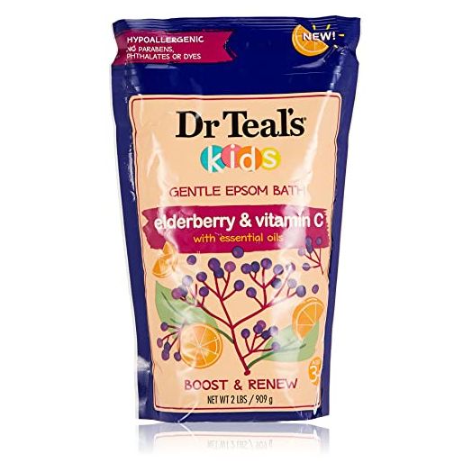 Dr Teal's Kids Pure Epsom Salt Soak with Elderberry, Vitamin E & Essential Oils, 2 lbs