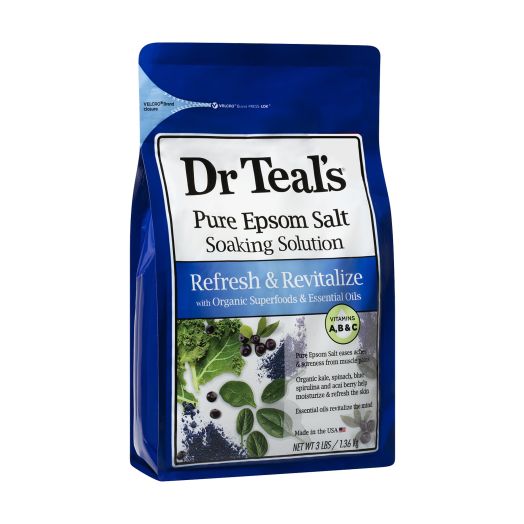 Dr Teal's Refresh & Revitalize Epsom Salt Soaking Solution with Superfoods, 3 lbs