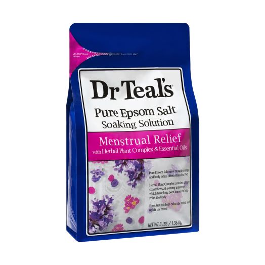 Dr Teal's Menstrual Relief Epsom Salt Soaking Solution with Herbal Plant Complex, 3 lbs