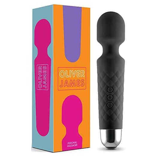 Oliver James Personal Body Massager - Quiet, Waterproof, Powerful, Wireless, Rechargeable Travel Massager - 20 Vibration Patterns & 8 Speeds - Full Body Relaxation and Muscle Tension Relief (Black)
