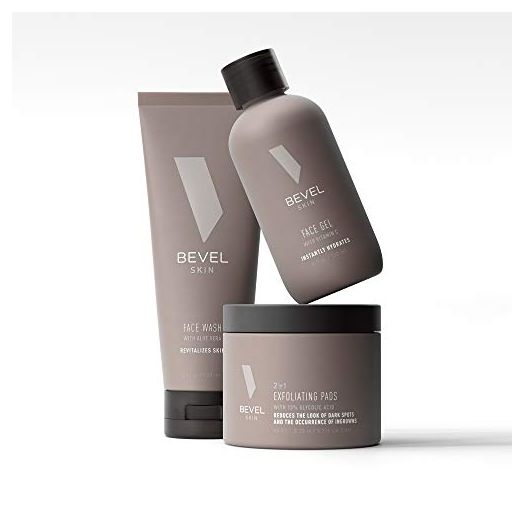 Skin Care Set for Men by Bevel - Includes Face Wash with Tea Tree Oil Exfoliating Pads and Face Moisturizer Clinically Tested to Treat Blemishes Bumps and Discoloration, 1 Count