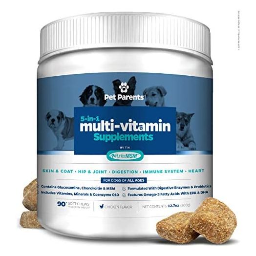 Pet Parents USA Dog Multivitamin 4g 90c- Omega 3 For Dogs + Glucosamine for Dogs + Dog Probiotics + MSM for Dogs, Multivitamin for Dogs, Dog Vitamins + Dog Immunity, Vitamins For Dogs & Puppy Vitamins