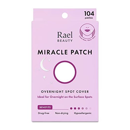 Rael Miracle Overnight Spot Cover - Thicker & Extra Adhesion, Hydrocolloid Acne Pimple Patches, Blemish Spot Stickers for Face, Absorbing Cover, 3 Sizes (104 Count)