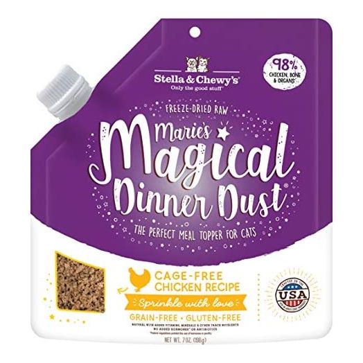 Stella & Chewy’s Freeze-Dried Raw Marie’s Magical Dinner Dust – Grain Free, Protein Rich Cat & Kitten Food Topper – Cage-Free Chicken Recipe – 7 oz Bag
