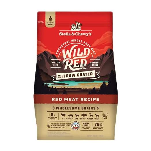 Stella & Chewy’s Wild Red Raw Coated Dry Dog Food – Wholesome Grains, Protein Rich – Red Meat Recipe, 3.5 lb Bag