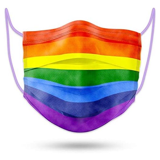60PCS Face Masks Disposable Adult Unisex Rainbow Colors Individually Packaged Purple Elastic Ear Loops 3-Layer Light Soft Fit