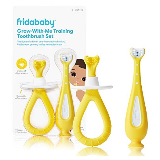 Grow-with-Me Training Toothbrush Set | Infant to Toddler Toothbrush Oral Care for Sensitive Gums by Frida Baby