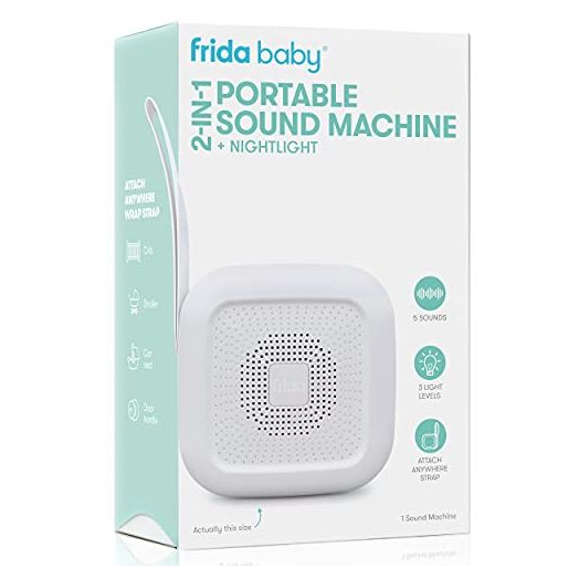 2-in-1 Portable Sound Machine + Nightlight by Frida Baby White Noise Machine with Soothing Sounds for Stroller or Car Seat with Volume Control