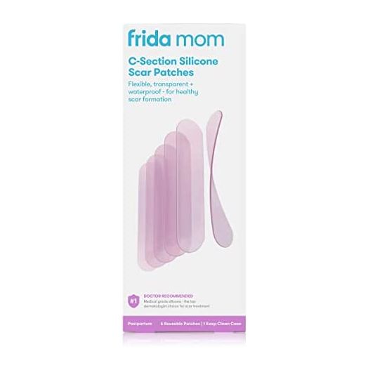 Frida Mom C-Section Silicone Scar Patches | Reusable Medical Grade Silicone Scar Treatment | Great for Keloid Scars | 6 8" Long Patches with Case and Pouch Included