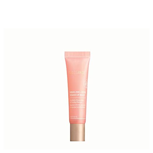 Biossance Squalane + Rose Vegan Lip Balm. Made with Hyaluronic Acid and Ceramides to Plump and Hydrate Dry Lips. Long-Lasting and Petroleum-Free (0.52 ounces)