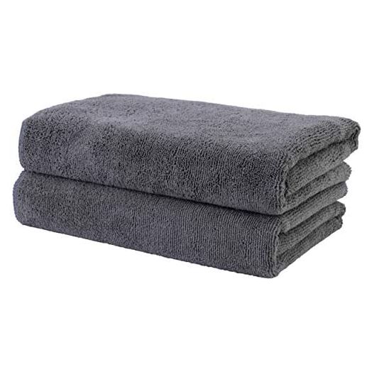 Polyte Professional Quick Dry Lint Free Microfiber Hair Drying Salon Towel, 20 x 40 in, (Dark Gray) (2 Pack)