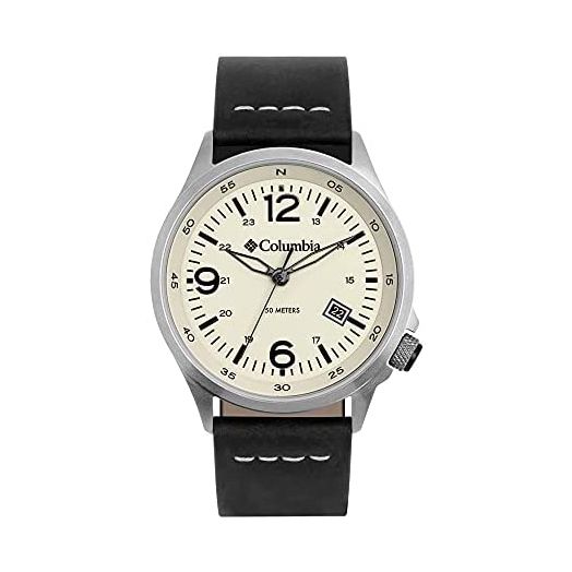 Columbia Timings Canyon Ridge Chalk 3 Hand Dial with Black Leather Strap