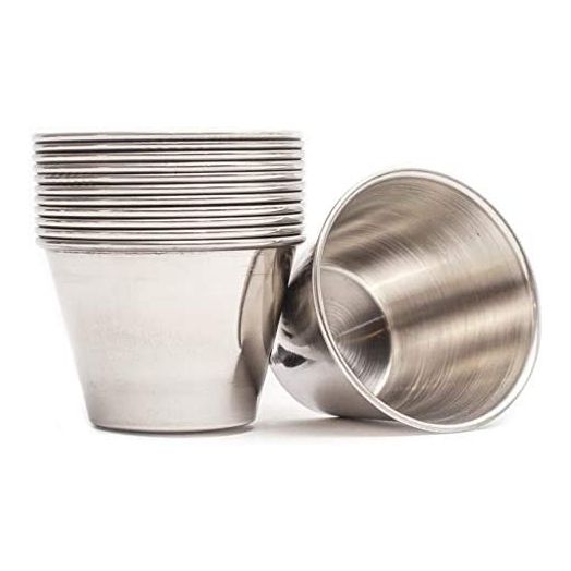 ehomeA2Z Ramekin Stainless Steel Condiment Sauce Cups Au Jus Commercial Grade (12, 2.5 oz) (12 Pack)