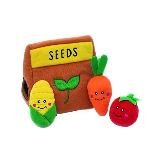 ZippyPaws Zippy Burrow Interactive Dog Toys - Hide and Seek Dog Toys and Puppy Toys, Colorful Squeaky Dog Toys and Plush Dog Puzzles, Seed Packet