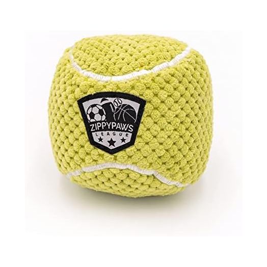 ZippyPaws SportsBallz - Plush Tennis Ball Dog Toy, Soft Squeaky Balls for Dogs, Indoor & Outdoor Puppy Fetch Toys for Small, Medium, & Large Dogs, Stuffed Plushie Play Toy Balls for Puppies