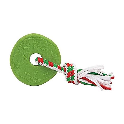 ZippyPaws ZippyTuff Teethers Christmas Dog Toy - Plush Squeaky Holiday Dog Gifts for Small & Medium Puppy Dogs, Interactive Hide & Seek Stocking Stuffers for Pets - Holiday Green Donut