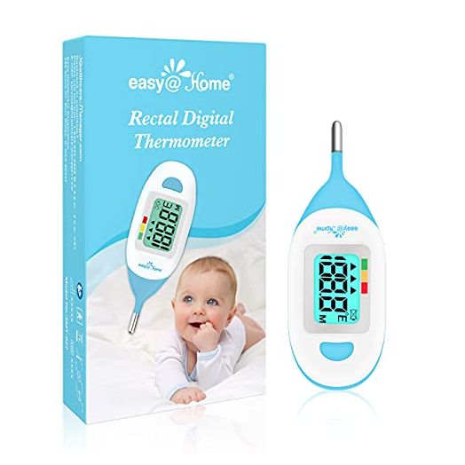 Baby Rectal Thermometer with Fever Indicator - Easy@Home Perfect Newborn and Infant Digital Thermometer with LCD Display Reading Body Temperature-Kid and Baby Item with Accurate Fast Reading - EMT-027