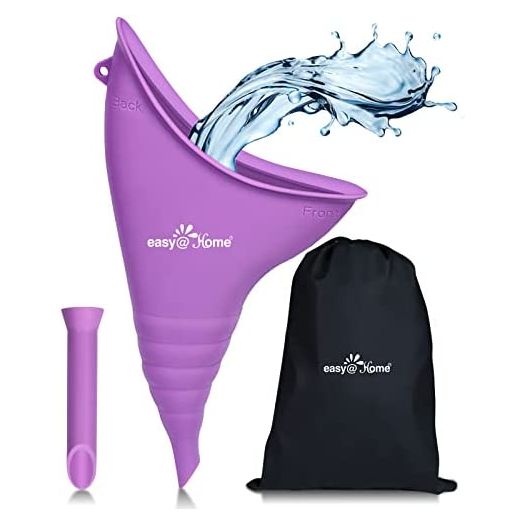 Portable Female Urination Device for Women: Easy@Home Silicone Female Urinal Device Pee Standing Up Funnel Reusable for Travel | Camping | Car | Outdoor | Hiking Purple EUD408