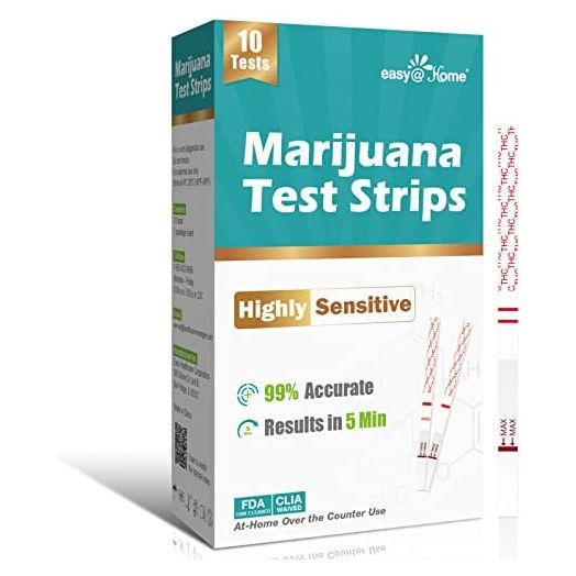 Easy@Home Marijuana Test Strips: THC Urine Drug Test Kit for at Home Over The Counter Use - Screens Metabolites of Drugs Containing THC with Cutoff Level 50ng/mL-Individually Wrapped 10 Pack ESTH-115