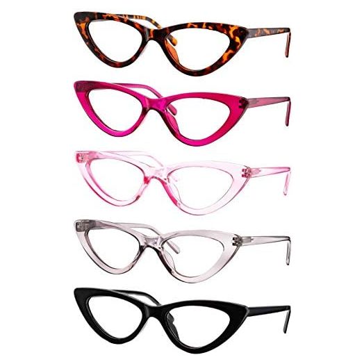 Yogo Vision Reading Glasses 5 Pk Readers for Women Cateye Eyeglasses and Light Spring Hinge Frame +2.5