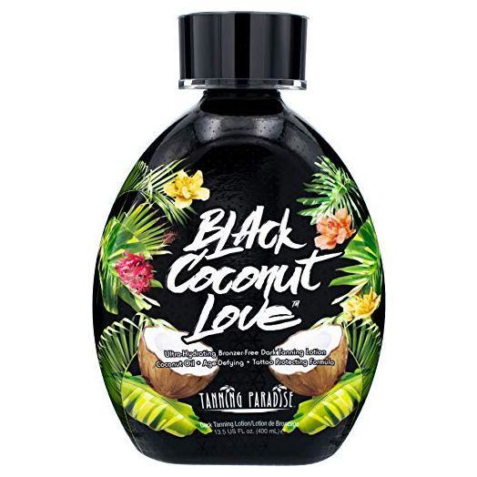 Tanning Paradise Black Coconut Love Tanning Lotion | Coconut Oil | Age-Defying | Tattoo Protecting Formula | Ultra Hydrating Dark Tanning Lotion, 13.5oz