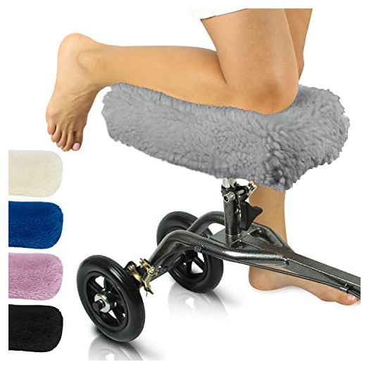Vive Knee Scooter Pad Cover - Plush Adult Sheepskin Memory Foam Cushion, Walker Accessory for Knee Roller, Padded Accessories, Leg Cart Improves Comfort During Injury, Fits Most Knee Scooters