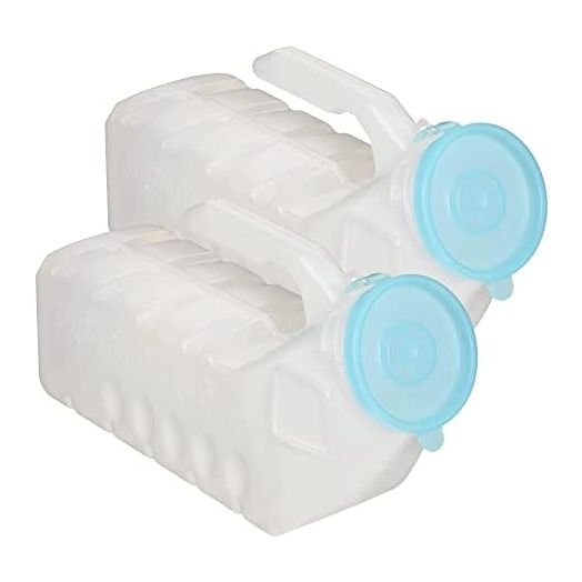 MedVance- Urinals for Men 1000ml with Glow in The Dark Spill Proof Pop Cap Lid, Plastic Pee Bottles for Men, Male Urinals, Pee Container Men, Portable Urinal for Car, Elderly & Incontinence (2 Pack)