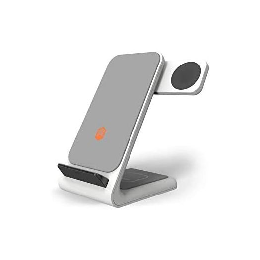 STM ChargeTree Swing - 3-in-1 Wireless Charging Station for iPhone/Samsung/Android (15W/7.5W), AirPods (5W), Apple Watch (3W) - Qi Certified Charging Stand - White (stm-931-323Z-01)