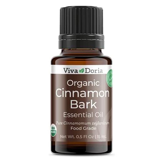 Viva Doria 100% Pure Cinnamon Bark Essential Oil, USDA Certified Organic, Undiluted, Food Grade, 15 mL (0.5 Fl Oz)