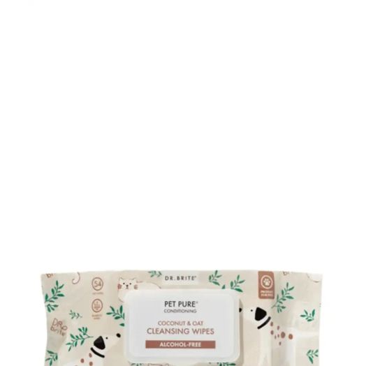 Dr. Brite Pet Pure Coconut & Oat Cleansing Wipes - 1 Pack (54 Wipes)