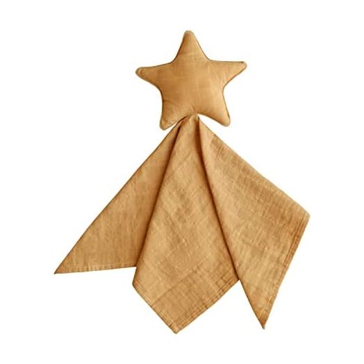 mushie Star Security Blanket | Baby Lovey | 100% Organic Muslin Cotton (Fall Yellow)