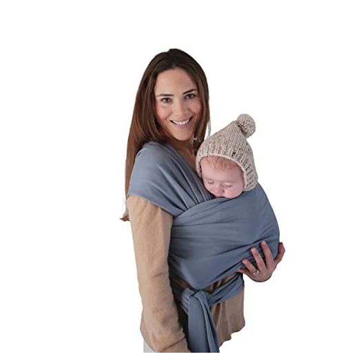 mushie Baby Wrap Carrier | 100% Organic Cotton | Infant Sling for Newborn and Babies 8-35 lbs (Tradewinds)