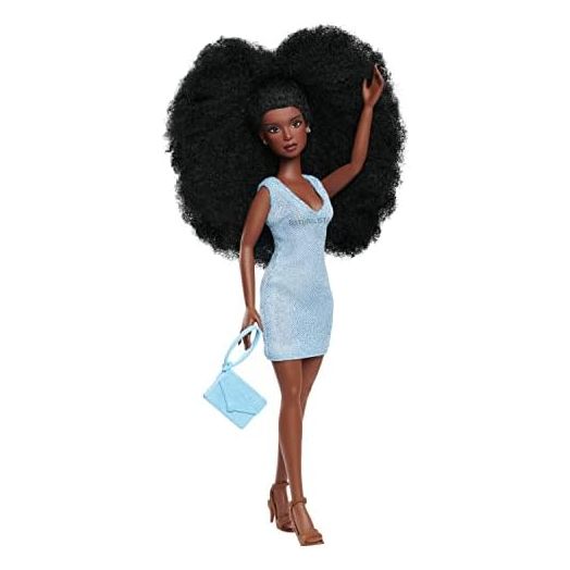 Naturalistas 11-inch Liya Fashion Doll and Accessories with 4C Textured Hair and Deep Brown Skin Tone, Kids Toys for Ages by Just Play
