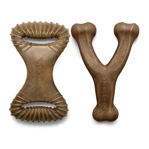 Benebone 2-pack Wishbone/Dental Durable Dog Chew Toys, Real Bacon, Made in USA, Large