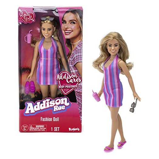 Addison Rae Fashion Doll - Beach; Trendsetting Style; Contains 11” Doll and Accessories, Including a Smoothie Cup, Sandals, and Sunglasses