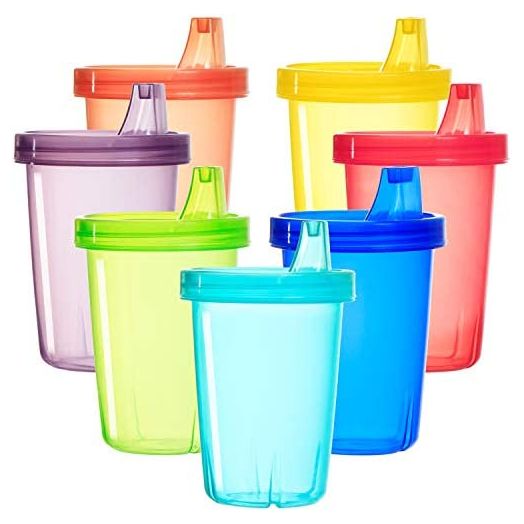 Youngever 7 Pack Kids Sippy Cups, Sippy Cups for Infant, Kids, Toddler, 7 Assorted Color Sippy Cups