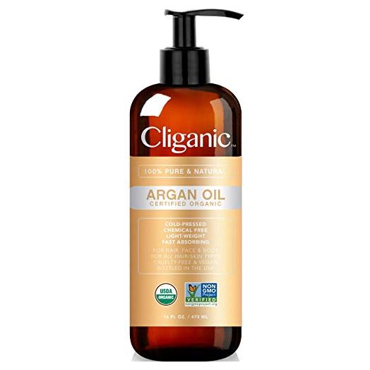 Cliganic Organic Argan Oil 16oz with Pump, 100% Pure | Bulk for Hair, Face & Skin