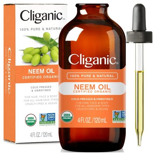 Organic Neem Oil for Face, Skin & Plants (4oz), 100% Pure | Natural Cold Pressed Non-GMO