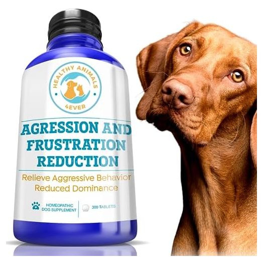 Healthy Animals 4Ever All-Natural Dog Calming Tablets for Stress and Aggressive Behavior - Help Reduce Dog Aggression/Frustration & Promote Relaxation - Homeopathic & Highly Effective - 300 Tablets