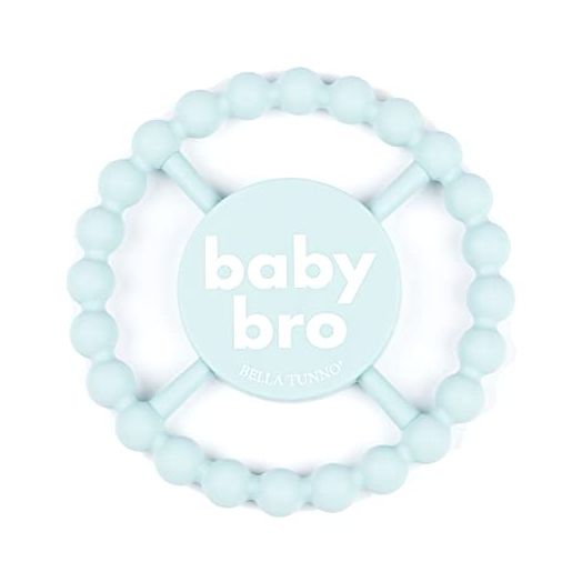 BELLA TUNNO Happy Teether for Boy - Soft & Easy Grip Teething Ring Perfect for Babies and Teething Toys to Help Soothe Gums, Non-Toxic, BPA Free Silicone Teether, Baby Bro,One Size