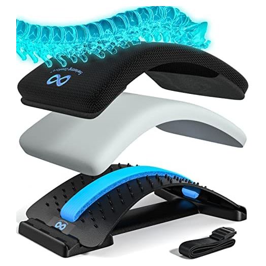 Everlasting Comfort Back Stretcher for Lower Back Pain Relief - 88 Acupressure Nubs Plus Removable Cushion - Adjustable Lumbar Back Cracker, Spine Board, Back Arch Support for Spinal Stretching