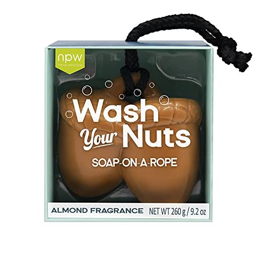 NPW-USA Hello Handsome Wash Your Nuts Soap-On-A-Rope, Nutty Almond