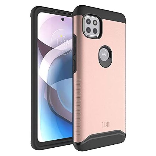TUDIA DualShield Designed for Motorola One 5G Ace Phone Case, [Merge] Shockproof Military Grade Dual Layer Tough Slim Heavy Duty Protection for Moto One 5G UW Ace Case - Rose Gold