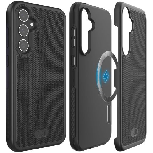 TUDIA MergeGrip Compatible with Samsung Galaxy S23 FE Case (2023), [MagSafe Compatible] Military Grade Slim Dual Layer Heavy Duty Grip Protection with Wireless Charging Support - Matte Black