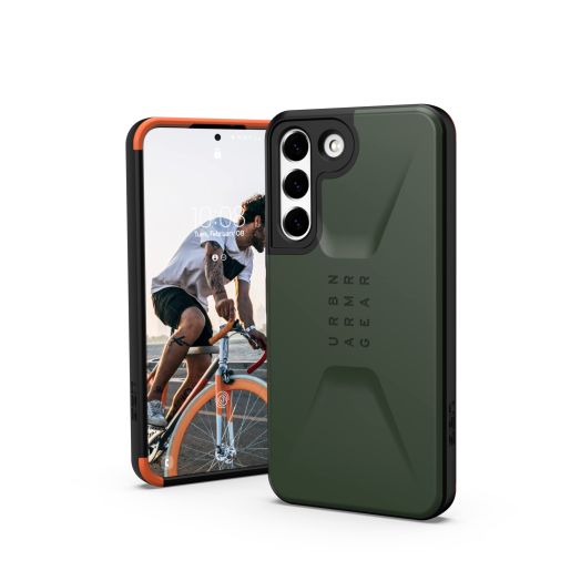 URBAN ARMOR GEAR UAG Designed for Samsung Galaxy S22 Case Green Olive Sleek Ultra-Thin Shock-Absorbent Civilian Protective Cover, [6.1 inch Screen]